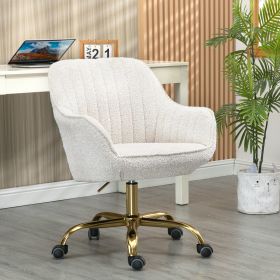 Beige Boucle Fabric Swivel Chair