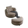 Oversized Swivel Chair with Moon Storage Ottoman