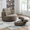 Oversized Swivel Chair with Moon Storage Ottoman