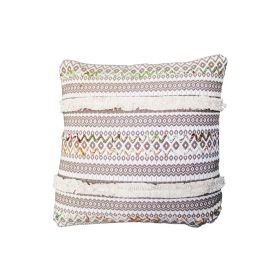 Handcrafted Square Jacquard Cotton Accent Throw Pillow