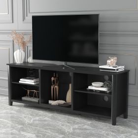 Modern TV Stand with 5 Open Storage Compartments