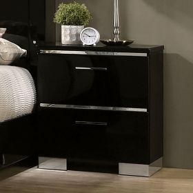 Sleek Black Nightstand with USB Charger