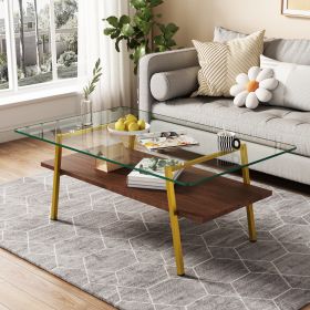 Gold Elegance Rectangle Glass Coffee Table