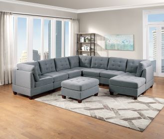 Gray Linen-Like Modular Sectional 9pc Set