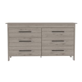 WEZZ 6-Drawer Double Dresser in Light Gray