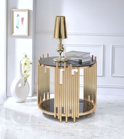 GeoSphere Contemporary Black Glass End Table