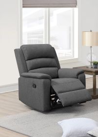 Modern Burlap Fabric Recliner Chair in Dark Gray