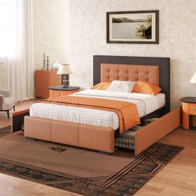 VibrantGlow Modern Contrast Queen Bed with Storage Drawers