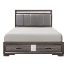 Luster Collection Queen Platform Bed with Footboard Drawers Upholstered Headboard