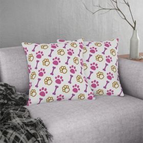 Purr-fectly Dry: Pink Paws Waterproof Throw Pillows