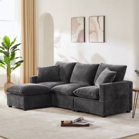 [VIDEO provided] [New] 84*57" Modern Modular Sofa, 4 Seat Chenille Sectional Couch Set with 2 Pillows Included