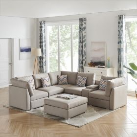 Amira Beige Fabric Reversible Sectional Sofa