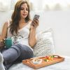 Bamboo Folding Bed Table with Protruding Baffle and Easy-Grip Handles