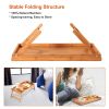 Bamboo Folding Bed Table with Protruding Baffle and Easy-Grip Handles