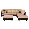 Flannel PVC Faux Leather 3-Piece Couch Living Room Sofa Set