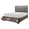 Luster Collection Queen Platform Bed with Footboard Drawers Upholstered Headboard