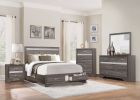 Luster Collection Queen Platform Bed with Footboard Drawers Upholstered Headboard