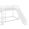 Full and Twin Size L-Shaped Bunk Bed with Slide and Short Ladder in White