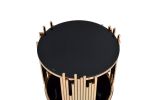 GeoSphere Contemporary Black Glass End Table