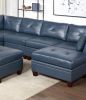 Royal Blue Luxe Leather Sectional Set