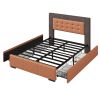 VibrantGlow Modern Contrast Queen Bed with Storage Drawers