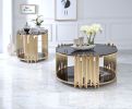 GeoSphere Contemporary Black Glass End Table