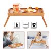 Bamboo Folding Bed Table with Protruding Baffle and Easy-Grip Handles