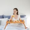 Bamboo Folding Bed Table with Protruding Baffle and Easy-Grip Handles