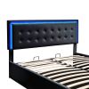 Modern Queen Size LED Tufted Upholstered Bed with Hydraulic Storage