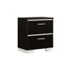 Sleek Black Nightstand with USB Charger