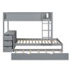 Twin-Over-Twin Bunk Bed with Twin size Trundle, Storage and Desk, Gray