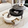 Modern Round Lift-top Nesting Coffee Tables with 2 Drawers