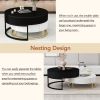 Modern Round Lift-top Nesting Coffee Tables with 2 Drawers