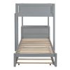 Twin-Over-Twin Bunk Bed with Twin size Trundle, Storage and Desk, Gray