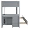 Twin-Over-Twin Bunk Bed with Twin size Trundle, Storage and Desk, Gray