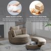 Oversized Swivel Chair with Moon Storage Ottoman