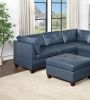 Royal Blue Luxe Leather Sectional Set