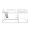 Full and Twin Size L-Shaped Bunk Bed with Slide and Short Ladder in White