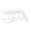 Full and Twin Size L-Shaped Bunk Bed with Slide and Short Ladder in White