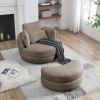 Oversized Swivel Chair with Moon Storage Ottoman