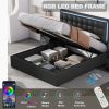 Modern Queen Size LED Tufted Upholstered Bed with Hydraulic Storage