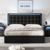 Modern Queen Size LED Tufted Upholstered Bed with Hydraulic Storage