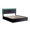 Modern Queen Size LED Tufted Upholstered Bed with Hydraulic Storage