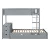 Twin-Over-Twin Bunk Bed with Twin size Trundle, Storage and Desk, Gray