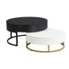 Modern Round Lift-top Nesting Coffee Tables with 2 Drawers