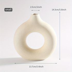 White Ceramic Donut Vase (Color: Cream Color, size: small)