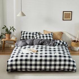 Simple Style Bedding 4 Piece Quilt Cover Set (Color: black plaid, size: 200x230cm 4-piece)