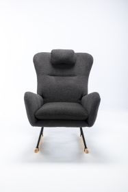 VelvetEase Modern Rocking Chair (Color: Gray, Material: Teddy Velvet)