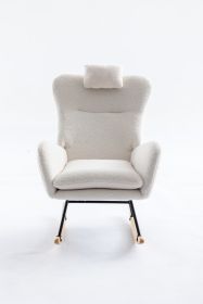 VelvetEase Modern Rocking Chair (Color: White, Material: Teddy Velvet)