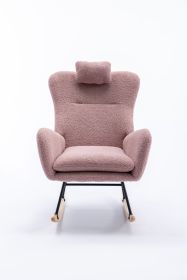 VelvetEase Modern Rocking Chair (Color: Pink, Material: Teddy Velvet)